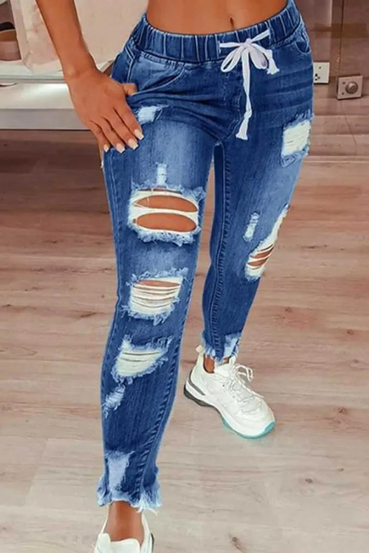 👖 50% RABATT! 🔥 Stretch-Skinny-Jeans mit Rissen – Figurbetont, Bequemer Stretch & Perfekt Für Einen Coolen Alltagslook 💙 Kostenloser Versand