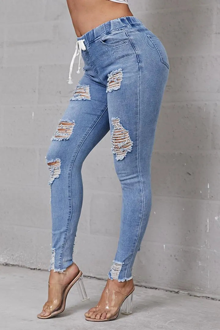 👖 50% RABATT! 🔥 Stretch-Skinny-Jeans mit Rissen – Figurbetont, Bequemer Stretch & Perfekt Für Einen Coolen Alltagslook 💙 Kostenloser Versand