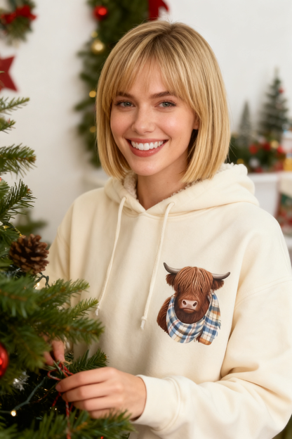 💖WEIHNACHTSANGEBOT 50 % RABATT!!🎁 Süßes Highland Cow Sweatshirt mit Kapuze und kuscheligem Fleecefutter