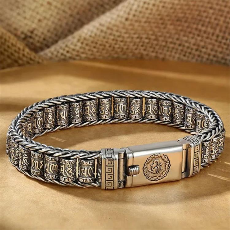 💎 60 % RABATT! 💎 Tibetisches Gebetsmühlen-Armband – 925er Sterlingsilber, Glücksbringer & Valentinstagsgeschenk