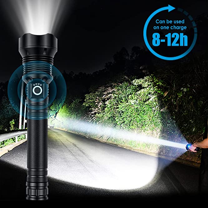 ✨ 20000 Lumen Taktische LED-Taschenlampe – 3 Jahre Garantie, wiederaufladbar & als Powerbank nutzbar! ⚡🔦