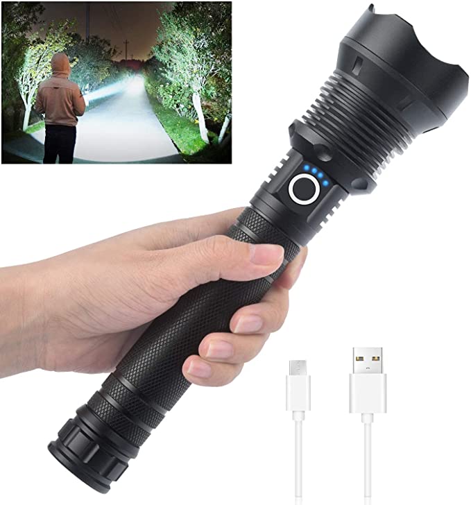 ✨ 20000 Lumen Taktische LED-Taschenlampe – 3 Jahre Garantie, wiederaufladbar & als Powerbank nutzbar! ⚡🔦