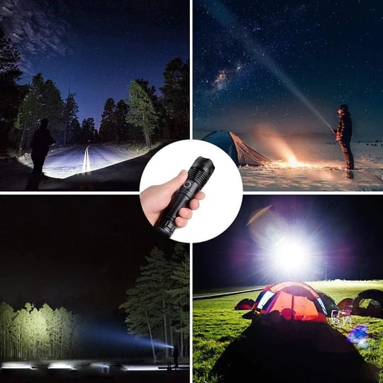 ✨ 20000 Lumen Taktische LED-Taschenlampe – 3 Jahre Garantie, wiederaufladbar & als Powerbank nutzbar! ⚡🔦