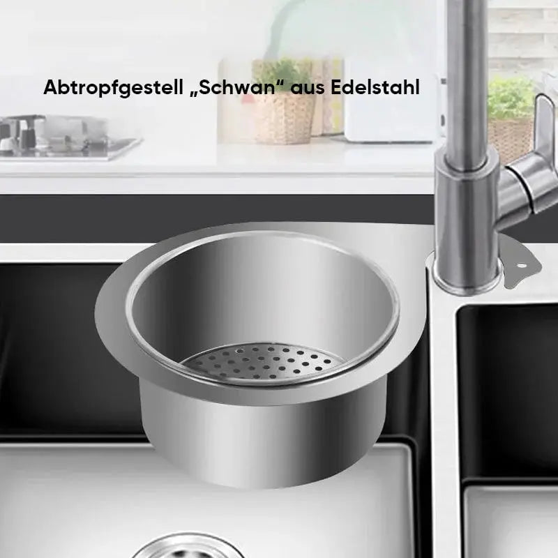 🔥Edelstahl-Siebkorb in Schwanenform – Platzsparend, rostfrei & extrem praktisch für deine Küche! 🦢
