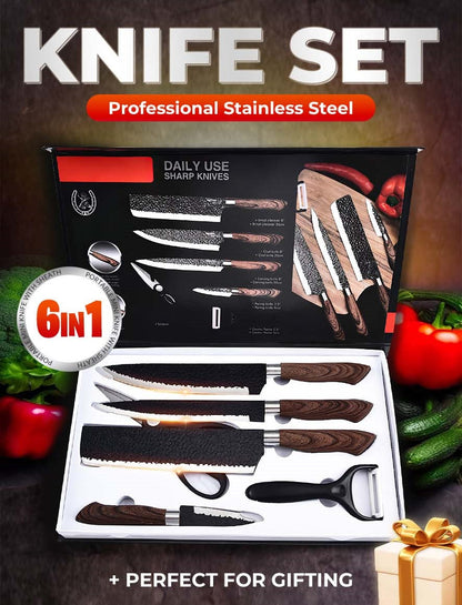 📢📢 50 % Rabatt !!!✨Deutsches Profi-Kochmesserset – 6-teiliges Set