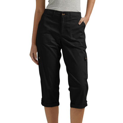 🌸 Capri Cargohose mit Taille und Falten unten und mehreren Taschen
