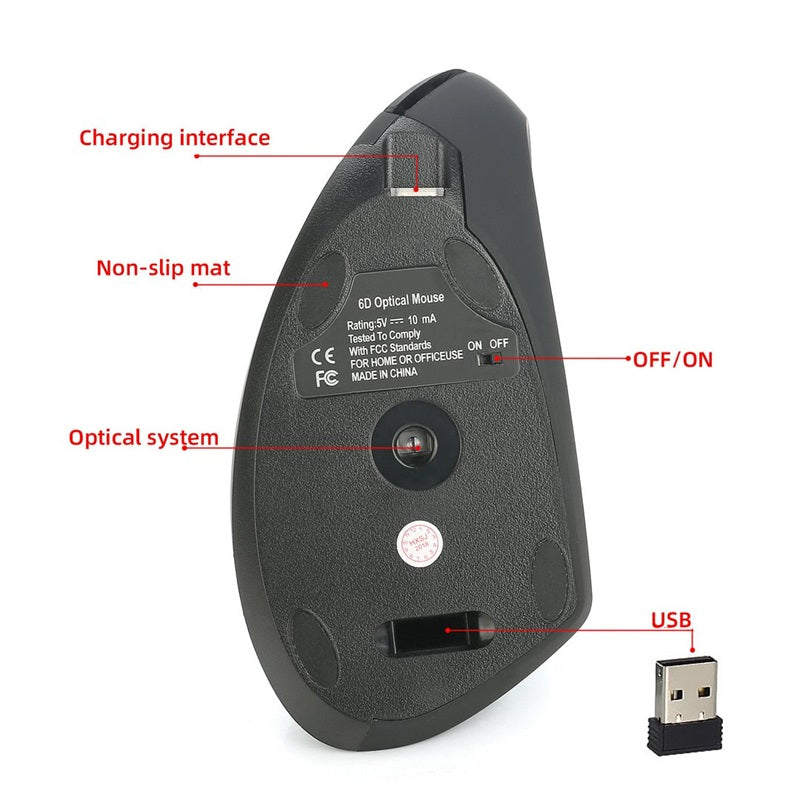 🖱Kabellose, über USB wiederaufladbare ergonomische vertikale optische Maus💥💥Befristetes Angebot: 50% Rabatt auf Bestellungen