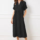 🌞Frühlingserwachen: 50% Rabatt!👗 Damen Gestreiftes Langes Blusenkleid mit V-Ausschnitt & Kragen – Lockerer Schnitt, Vielseitig & Komfortabel