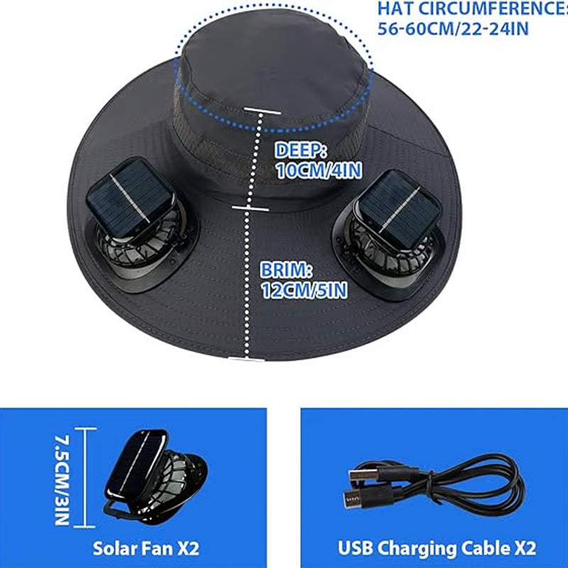 ☀ 2025 Neuer ultraleichter Solar-Ventilator-Sonnenhut – leichter als ein Baseball! ⚾ (Nur 300 g)