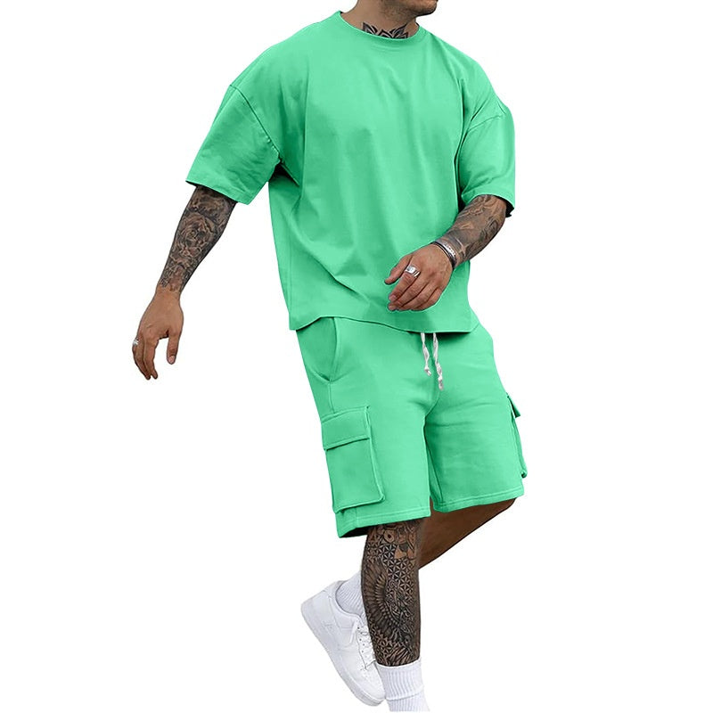 👕 60% RABATT! 🔥 Set aus Freizeit-T-Shirt mit Kurzen Ärmeln & Shorts für Herren – Bequemer Schnitt, Leichter Stoff & Perfekt Für Warme Tage ☀️