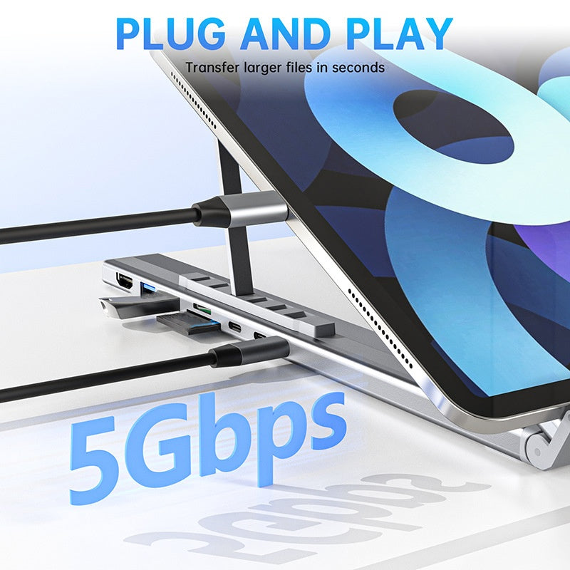 💻 💥50% RABATT! ⚡ 2-in-1 USB-C Dockingstation & Laptopständer – 8 Ports, 4K HDMI & Höhenverstellbar für Mehr Produktivität 🖥️