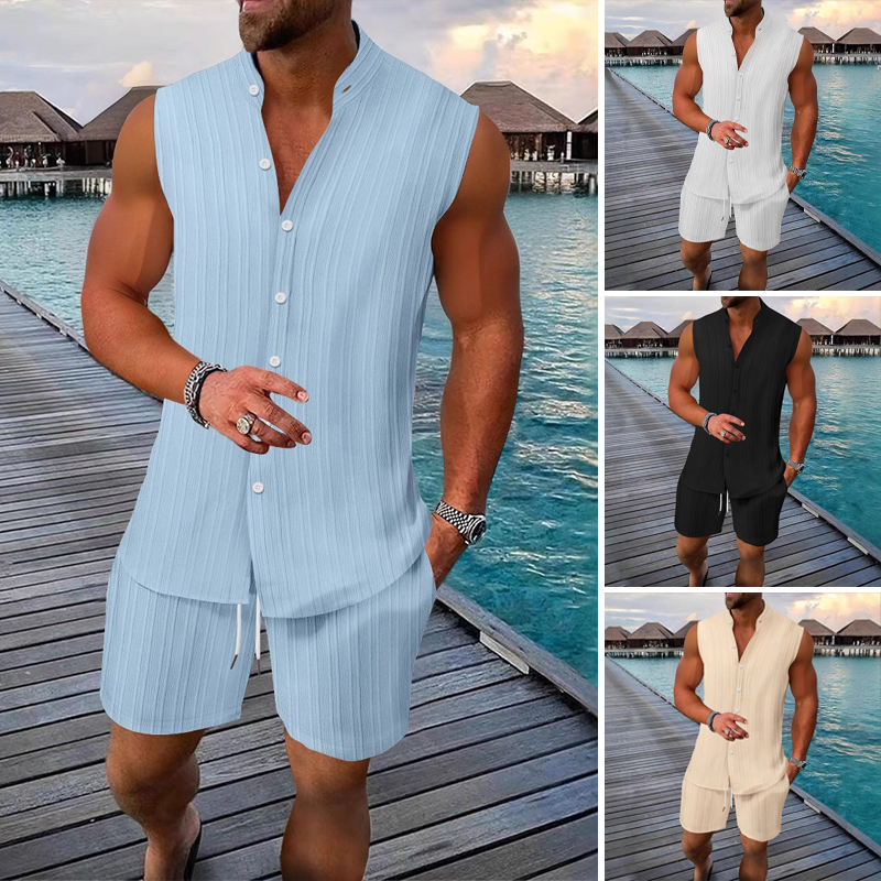 Sommer-Zweiteiler für Herren mit ärmellosem Top und Shorts