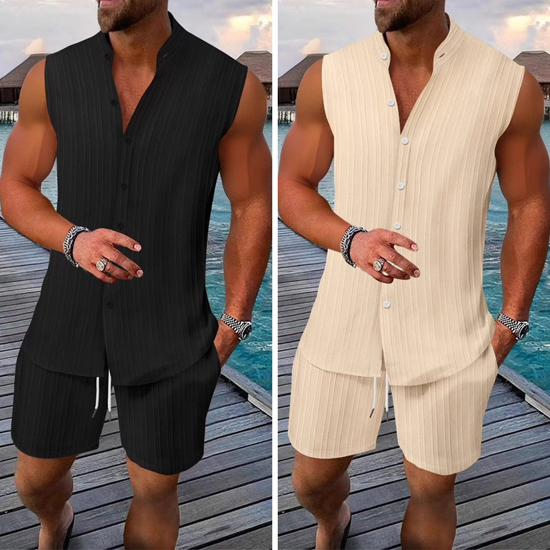 Sommer-Zweiteiler für Herren mit ärmellosem Top und Shorts
