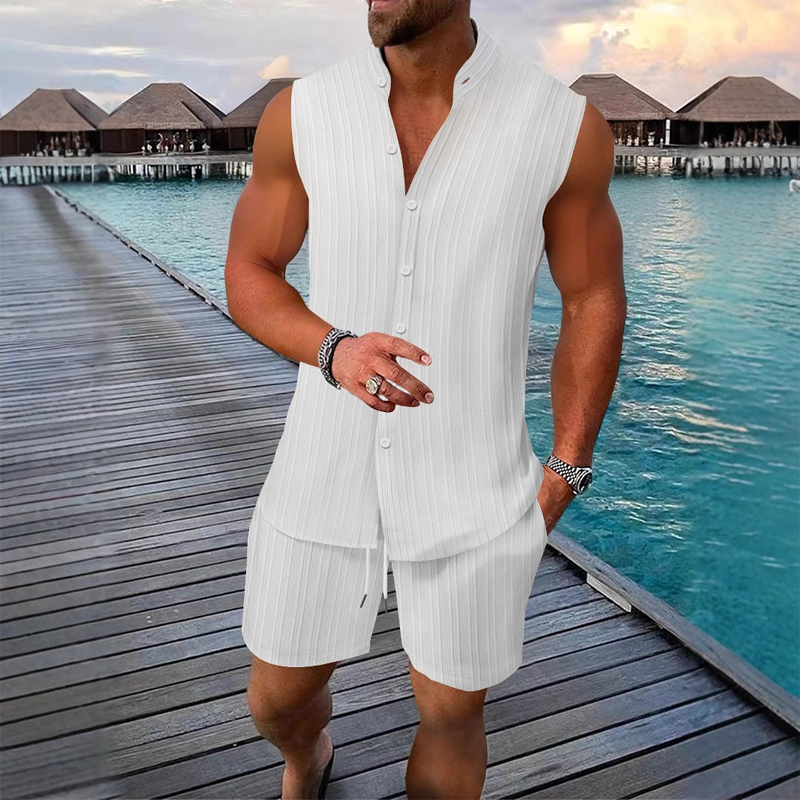 Sommer-Zweiteiler für Herren mit ärmellosem Top und Shorts
