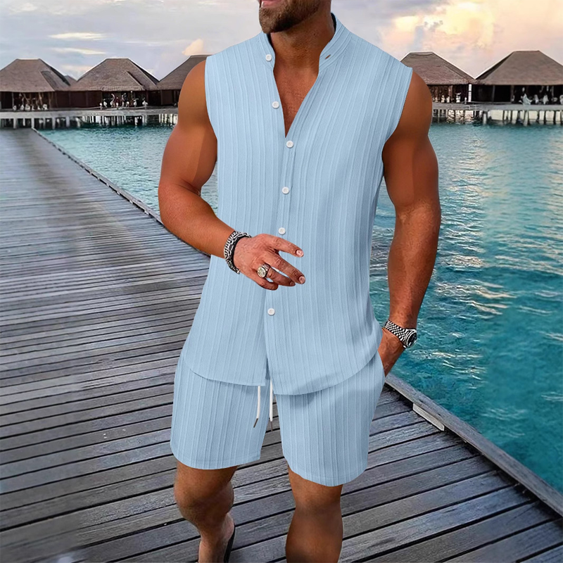 Sommer-Zweiteiler für Herren mit ärmellosem Top und Shorts