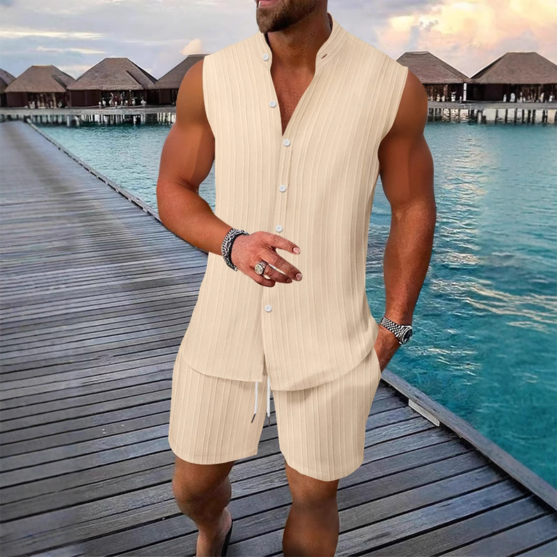 Sommer-Zweiteiler für Herren mit ärmellosem Top und Shorts