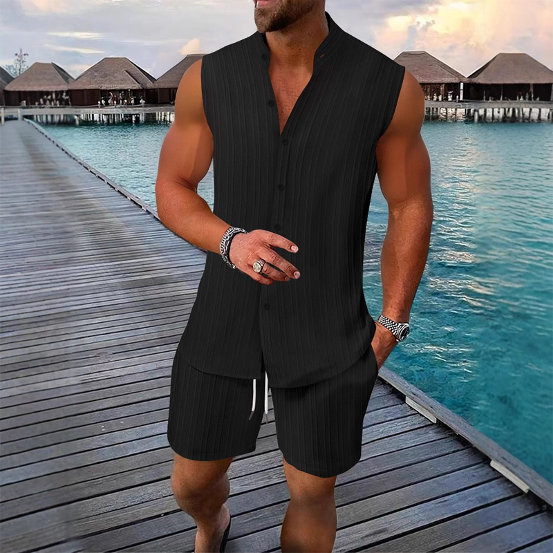 Sommer-Zweiteiler für Herren mit ärmellosem Top und Shorts