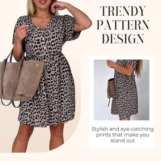 🔥Sommer-Hot-Sale 49% Rabatt❤️Lässiges Damenkleid mit V-Ausschnitt und kurzen Ärmeln