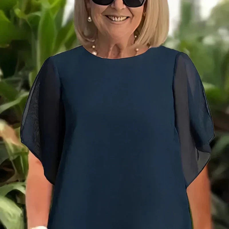 💎 50% RABATT! 💎 Damen-Chiffon-Zweiteiler – Asymmetrisches Doppellagiges Top & Weite Hose, Atmungsaktiv & Elegant für Frühling & Urlaub 🌸👗