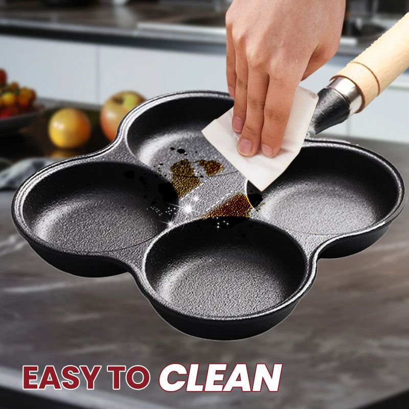 🍳🔥 4-Tassen-Eier-Bratpfanne aus Gusseisen – Antihaftbeschichtung für perfektes Wenden & langlebige Qualität! 🥚👨‍🍳 Ideal für gesundes Frühstück und Familienbrunch. 🌿