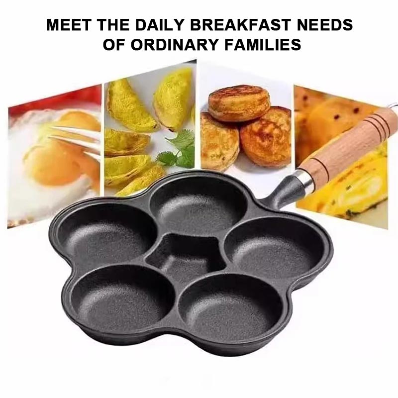 🍳🔥 4-Tassen-Eier-Bratpfanne aus Gusseisen – Antihaftbeschichtung für perfektes Wenden & langlebige Qualität! 🥚👨‍🍳 Ideal für gesundes Frühstück und Familienbrunch. 🌿
