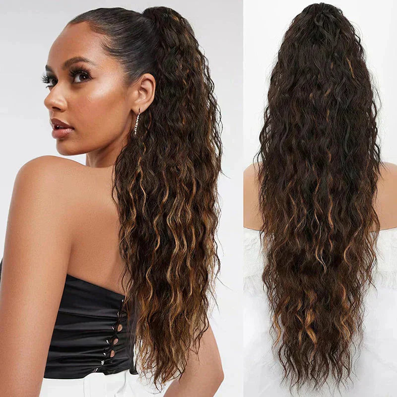 ⏳Begrenzte Zeit 50% Rabatt💥💖18 Zoll lockige, gewellte Frizz-Haarverlängerung mit Pferdeschwanz