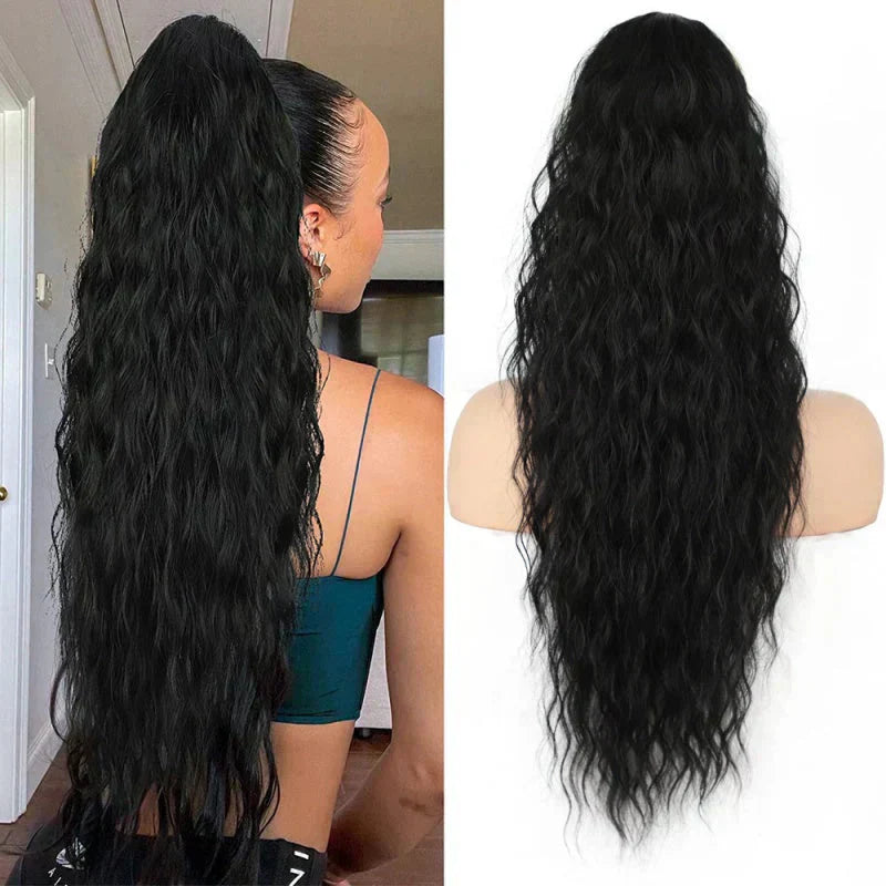 ⏳Begrenzte Zeit 50% Rabatt💥💖18 Zoll lockige, gewellte Frizz-Haarverlängerung mit Pferdeschwanz