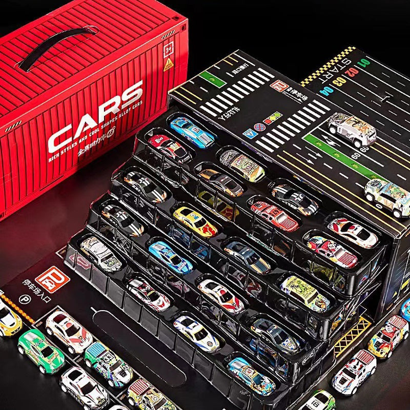 🎁48 Mini-Rückziehautos mit integrierter Garage (Set)🚗🎪