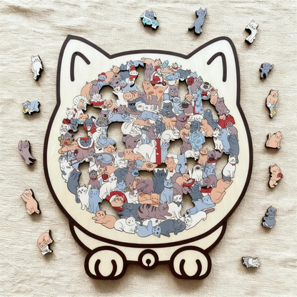 🎅Weihnachtsverkauf 50% Rabatt🐱135-Stk. Morandi-farbiges Katzenpuzzle aus Holz🎁
