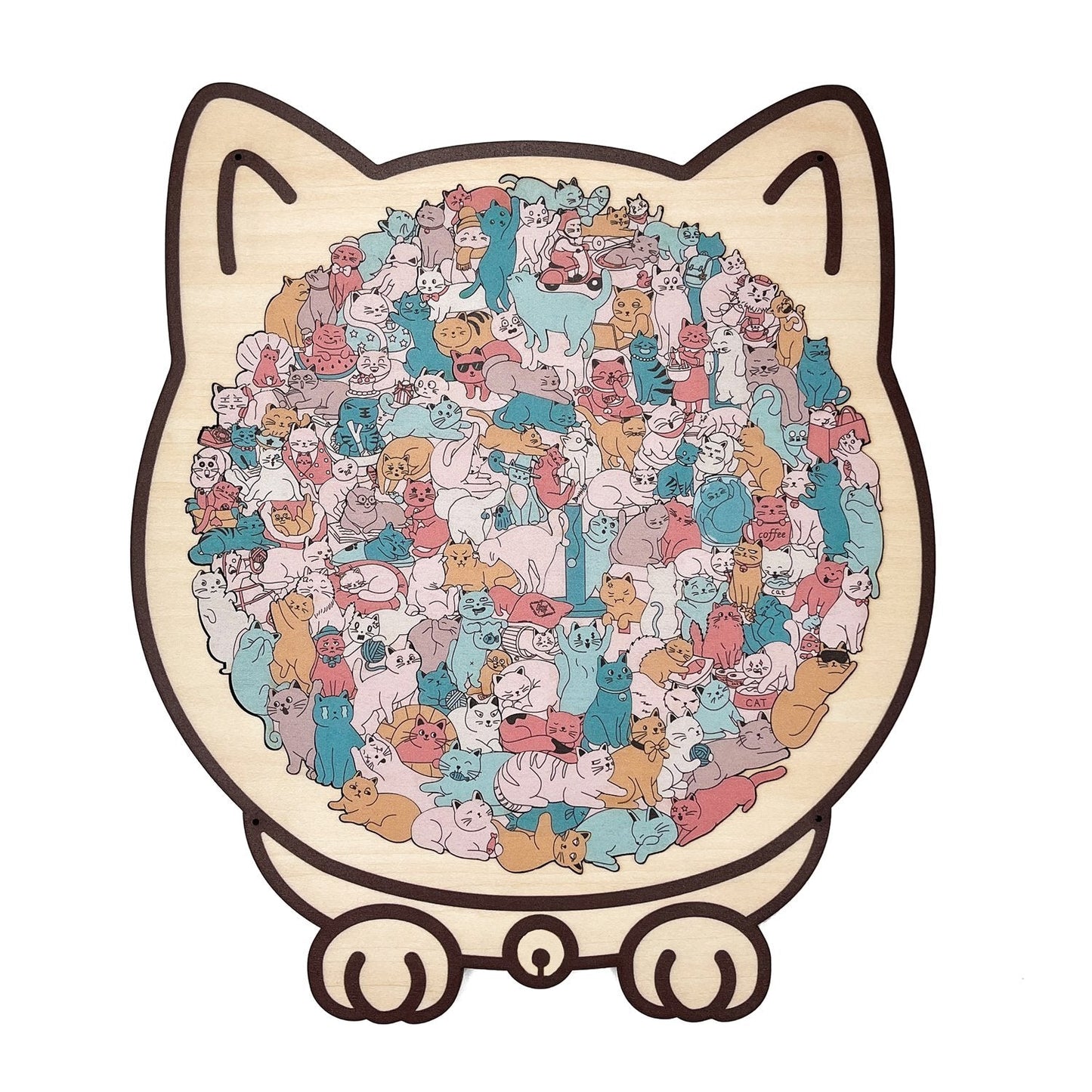 🎅Weihnachtsverkauf 50% Rabatt🐱135-Stk. Morandi-farbiges Katzenpuzzle aus Holz🎁
