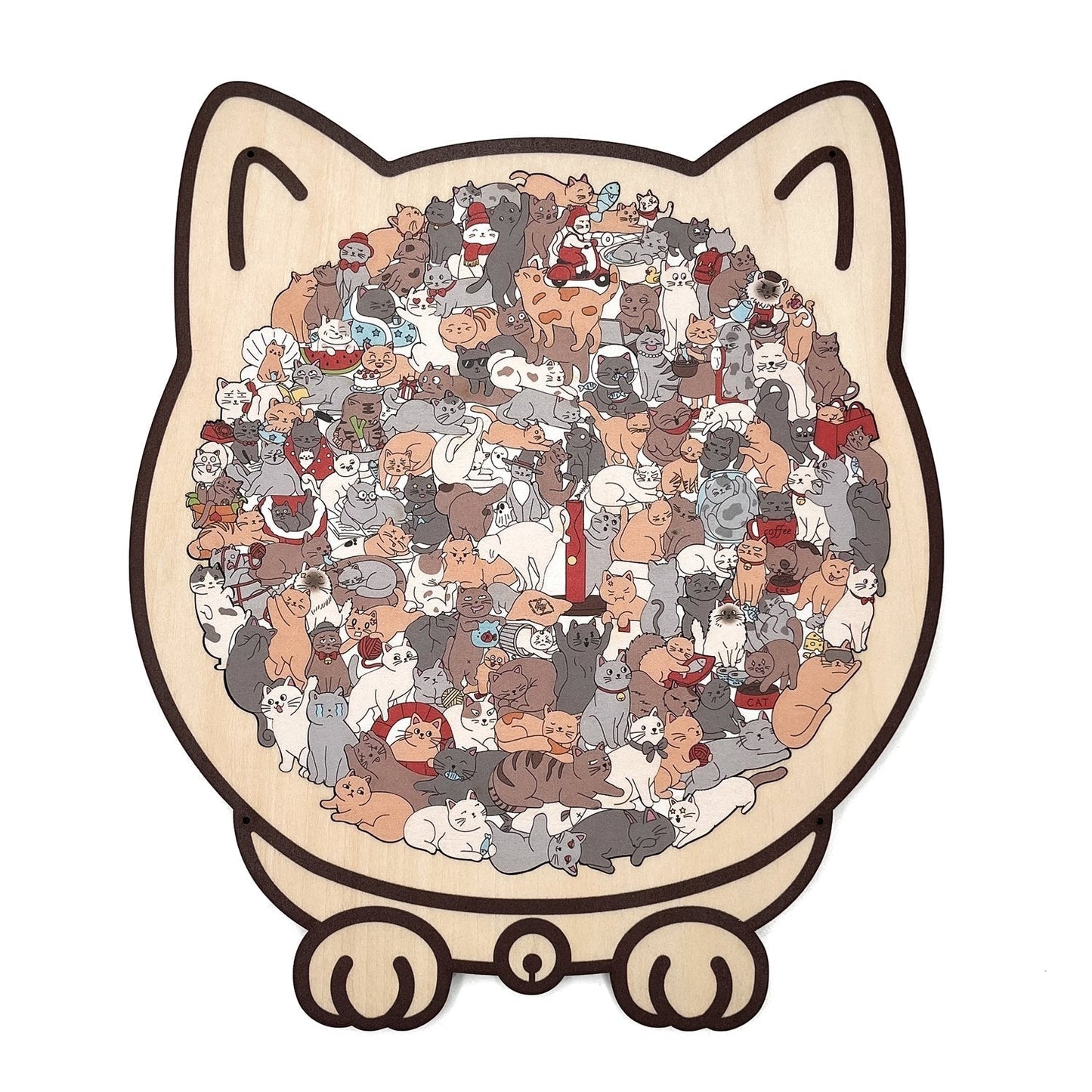 🎅Weihnachtsverkauf 50% Rabatt🐱135-Stk. Morandi-farbiges Katzenpuzzle aus Holz🎁