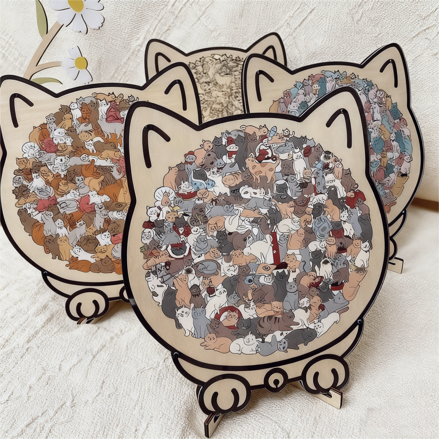 🎅Weihnachtsverkauf 50% Rabatt🐱135-Stk. Morandi-farbiges Katzenpuzzle aus Holz🎁