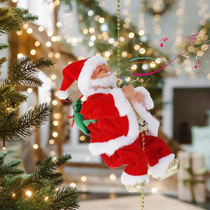 🎅Elektrischer Kamin mit kletterndem Weihnachtsmann und Musikspielzeug