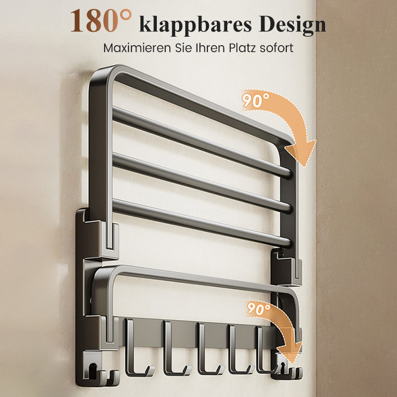 ⏳Begrenzte Zeit 50% Rabatt💥Klappbarer Handtuchhalter zur Wandmontage mit Haken