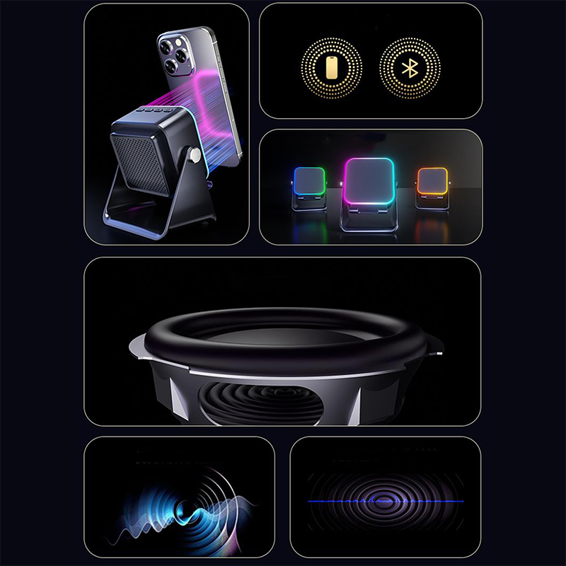 🔥45% RABATT📢Altoparlante Bluetooth a induzione wireless 5 in 1 con supporto regolabile per cellulare