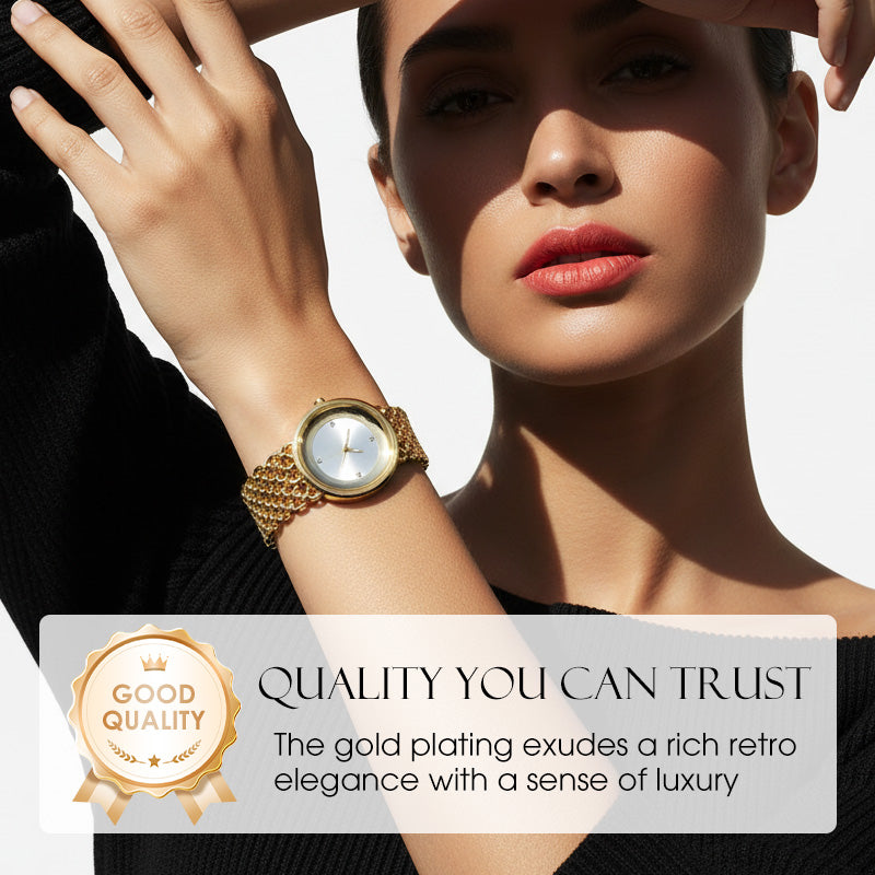 ⌚👑 Luxuriöse runde Armbanduhr Modische Damenarmbanduhr