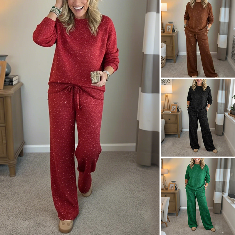 ⏳ Letzter Tag: 50 % auf das gesamte Sortiment! ⏰Damen-Glitzer-Zweiteiler: Pullover & Hose