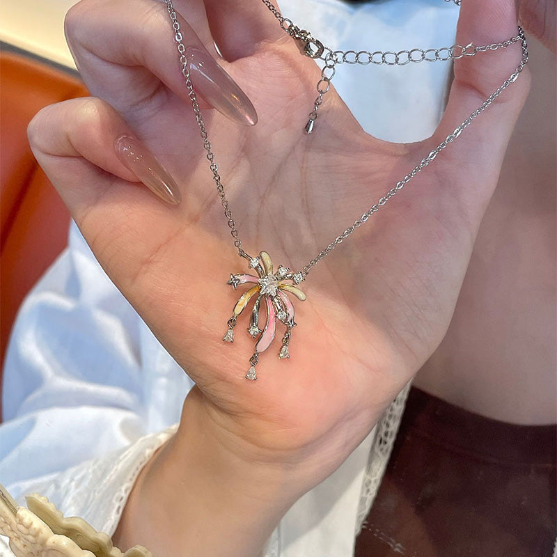 Romantic Colorful Zircon Firework Necklace