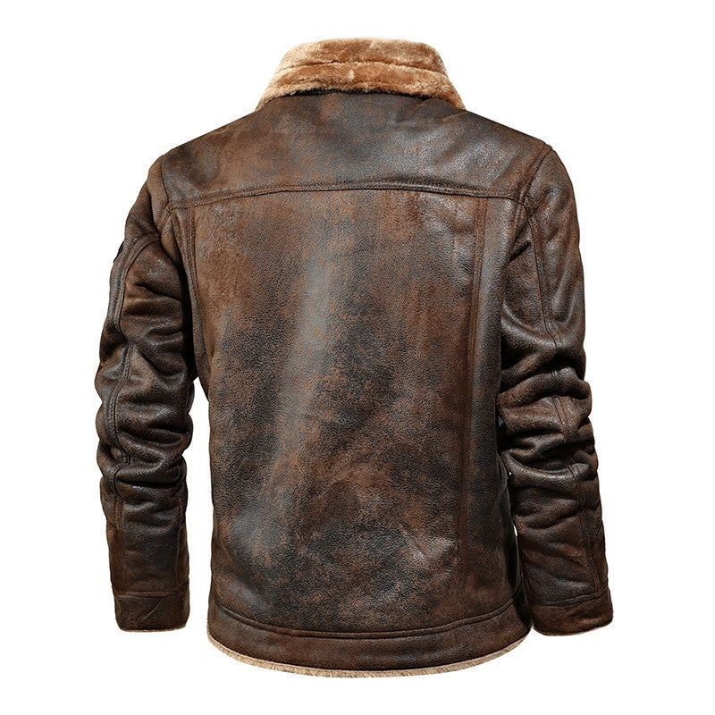 🔥Bestseller🔥 Herren-Outdoor-Lederjacke mit Fleecefutter ✈️Kostenloser Versand
