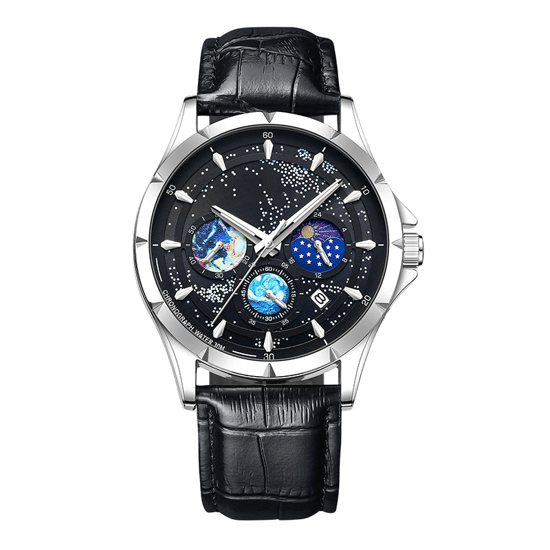 🎄 Weihnachtsangebot – Immer 50% RABATT! 🌌 Herrenuhr Leuchtender Sternenhimmel: Kosmisches Sternenzifferblatt – Nachtleuchten + Chronograph für Stil & Praxis am Handgelenk! ⌚