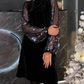 Damen Paillettenkleid mit Schleife am Kragen