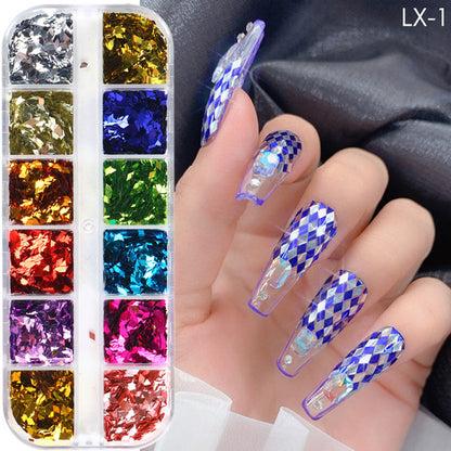 ✨JETZT 50 % RABATT! 🔥12-teiliges quadratisches Glitzer-Nagelkunst-Pailletten-Set🎉