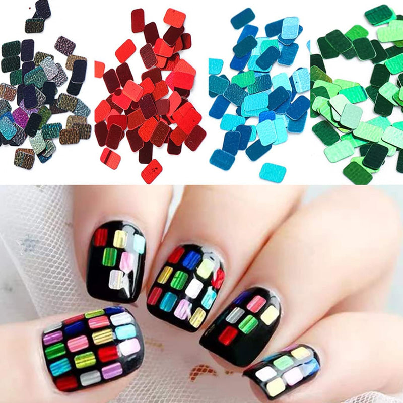 ✨JETZT 50 % RABATT! 🔥12-teiliges quadratisches Glitzer-Nagelkunst-Pailletten-Set🎉