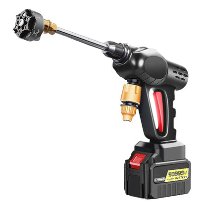 Akku Hochdruckreiniger 45bar/653PSI mit 2X3000mAh Akku, 180° verstellbare Düse und 5M Schlauch für Auto und Blumenbewässerung