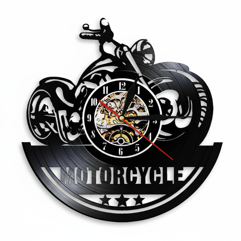 🎵 Motorrad-Rekord-Wanduhr – Retro Vinyl Art &amp; LED-Beleuchtung! Einzigartig &amp; stilvoll! ✨