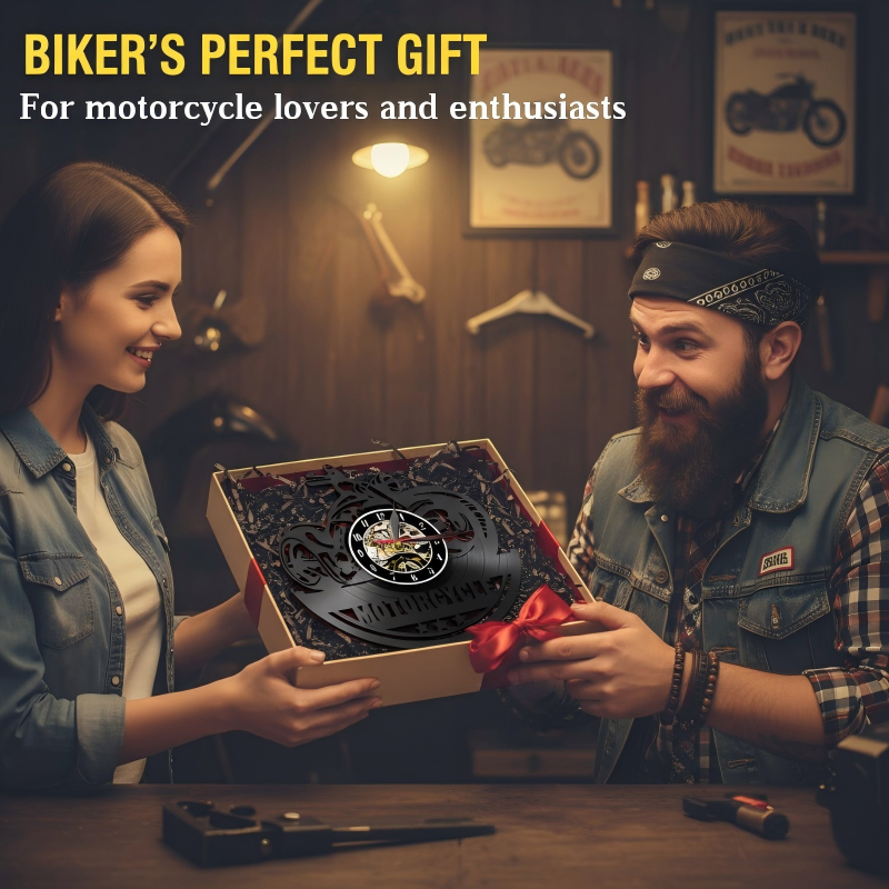 🎵 Motorrad-Rekord-Wanduhr – Retro Vinyl Art &amp; LED-Beleuchtung! Einzigartig &amp; stilvoll! ✨