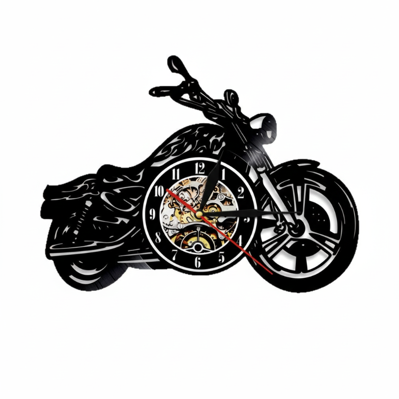 🎵 Motorrad-Rekord-Wanduhr – Retro Vinyl Art &amp; LED-Beleuchtung! Einzigartig &amp; stilvoll! ✨