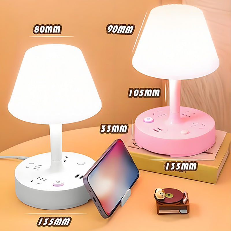 Tischleuchte mit USB-Anschluss und Steckdose