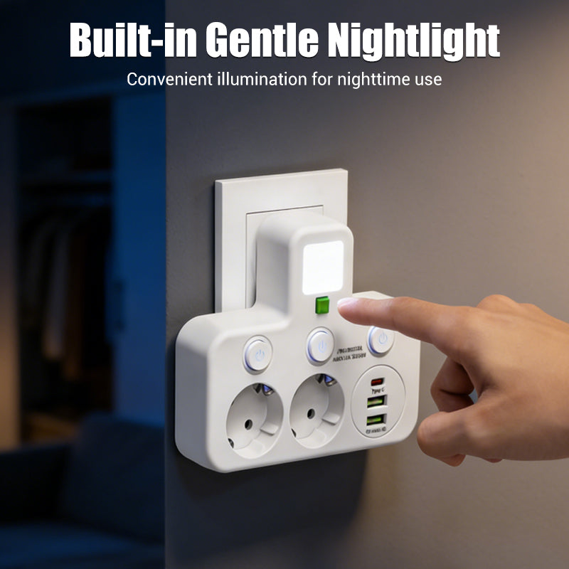 🎉 Neujahrsgeschenk – 50% RABATT!🔌 Intelligente Steckdosenleiste mit USB &amp; Nachtlicht – Vielseitig &amp; Sicher!