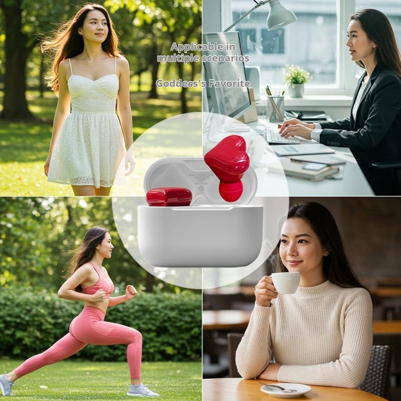 Stylish Heart-Shaped Bluetooth Earbuds